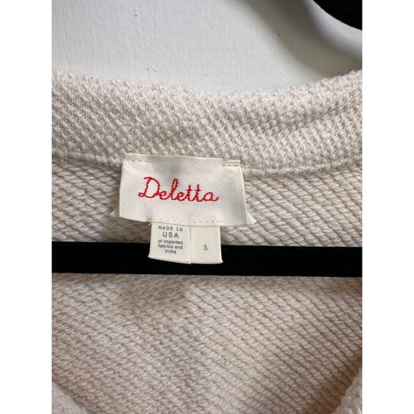 Deletta Cream Textured Fringe Sleeve V Neck Sweater Top Women's Size S - Picture 2 of 5